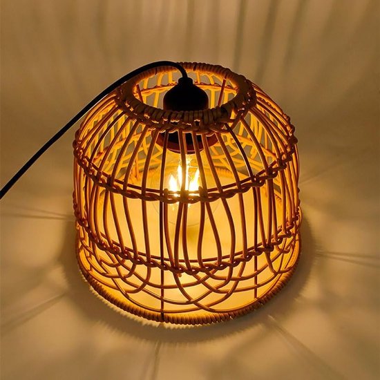 Rotan Hanglamp op Batterij – Warm Licht E27 – Afstandsbediening – Werkt op 4 AA-batterijen (niet meegeleverd) – Voor Tuin & Camping — afbeelding 4