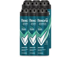 Rexona Men 6 x Rexona Men - Deodorant Spray - Sensitive - Zachte Bescherming - 150 ml - Voordeelverpakking - 6 stuks