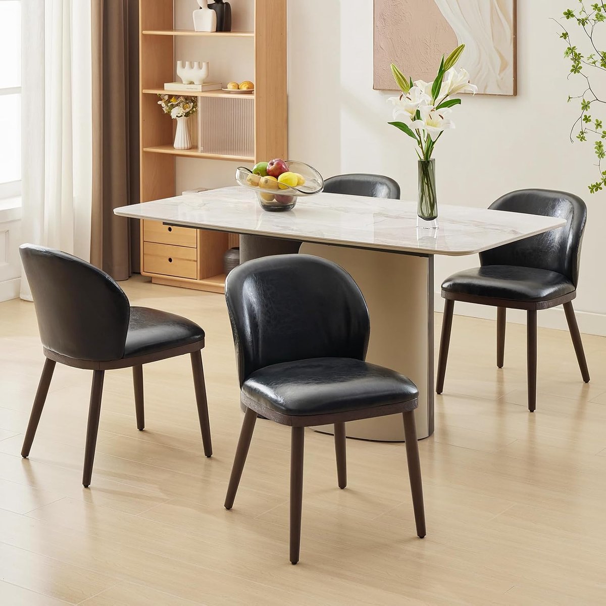 Eetkamerstoelen Set van 4 - Moderne Gestoffeerde Stoelen Hout 120kg