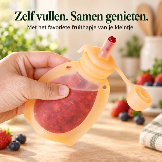 Squeezie Knijpzakjes Herbruikbaar voor babyvoeding - Knijpfruit - Bewaarbakjes babyvoeding - Borstvoeding bewaarzakje - 3 stuks - 120ml - BPA vrij - Steriliseerbaar van Squeezie — afbeelding 3