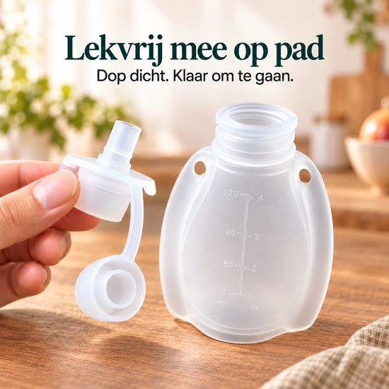 Squeezie Knijpzakjes Herbruikbaar voor babyvoeding - Knijpfruit - Bewaarbakjes babyvoeding - Borstvoeding bewaarzakje - 3 stuks - 120ml - BPA vrij - Steriliseerbaar van Squeezie — afbeelding 5