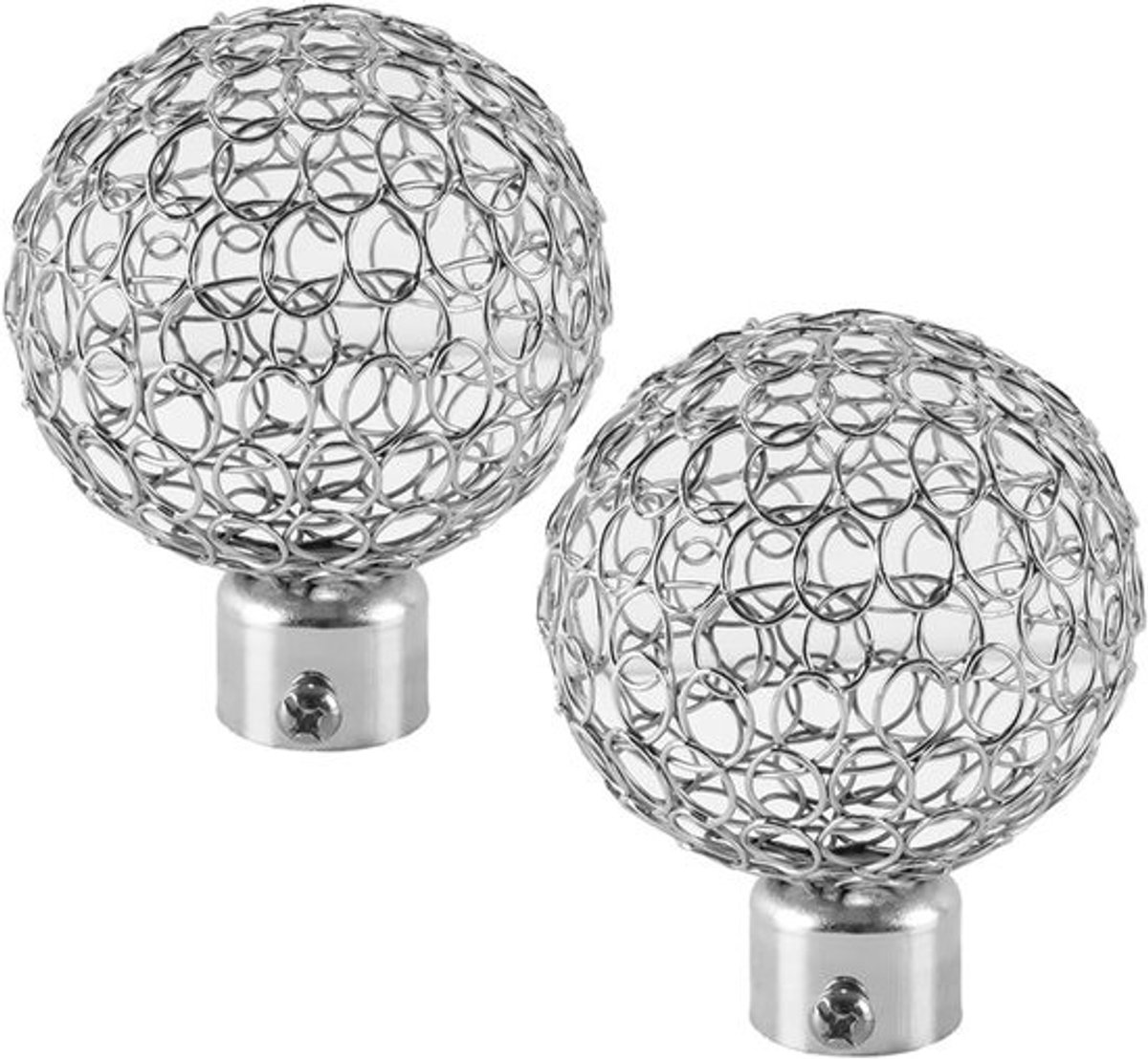 Gordijnroede-eindkappen - Decoratieve roedekappen - Vensterdecoratie - Holle bolvorm - 25 mm binnendiameter - Zilver