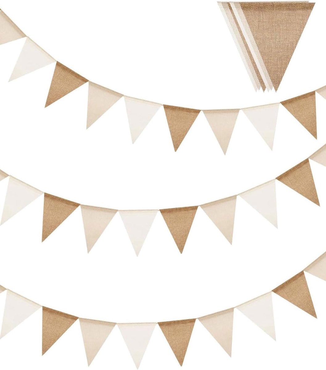Wimpelkette outdoor - weerbestendig - linnenstof - boho decoratie voor tuinfeest - ShopVlot