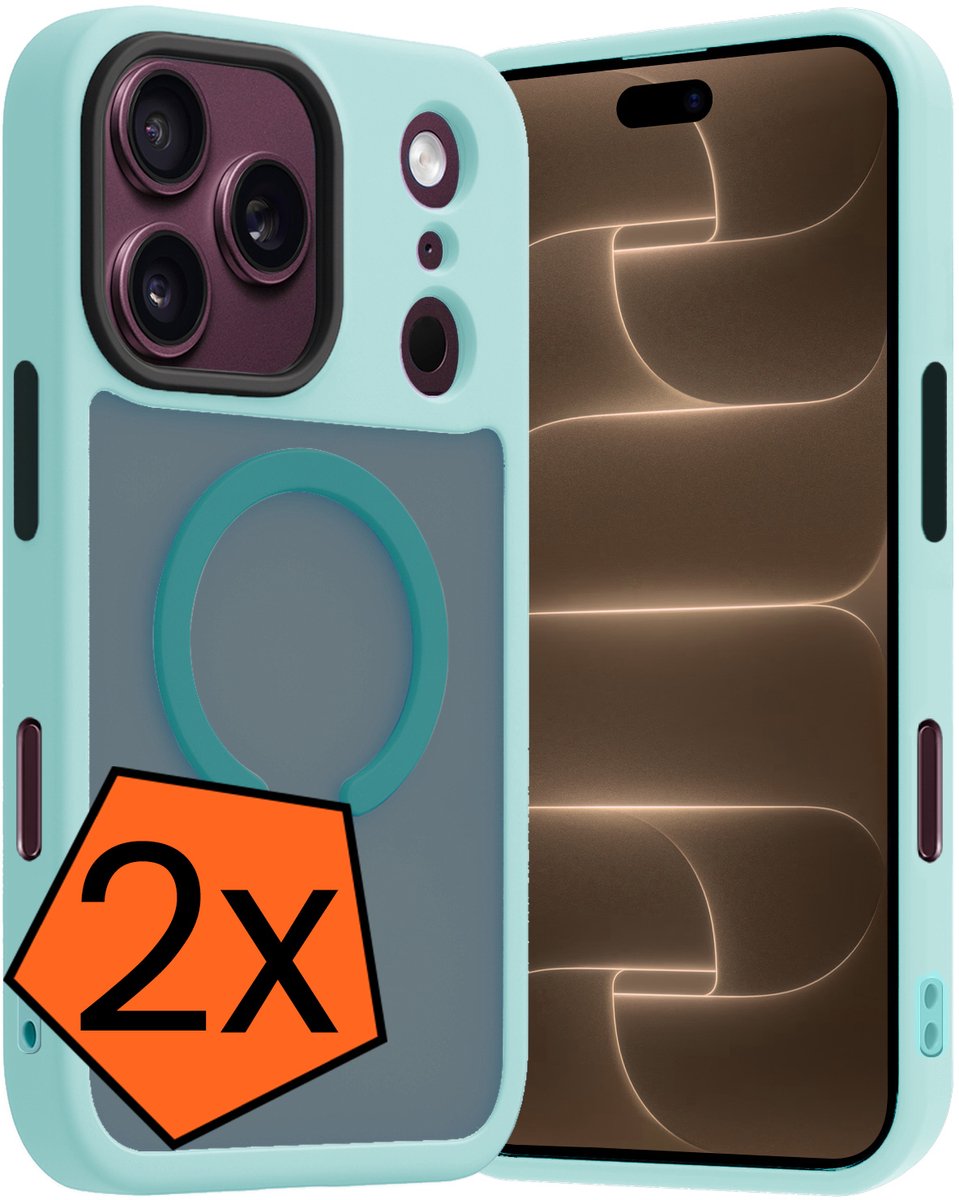 Hoes - 2 Stuks - Geschikt voor Apple iPhone 18 Pro Max - Magsafe Compatible - Sterk & Shockproof - Back Cover - Shock Proof Case - Telefoon Hoes - Lichtblauw