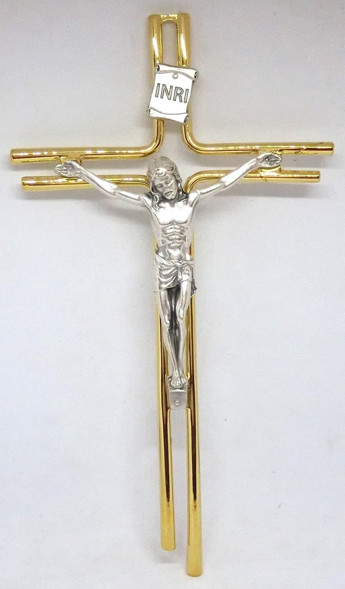 GTBITALY 10.588.20 cross with Christ silver and wall plate gold size 20 cm - ShopVlot