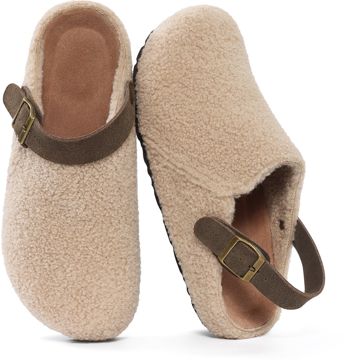 Homaxy - Unisex Clogs - Warme Dames Winter Pantoffels - Comfort Slippers - Met hielbandje - Abrikoos - 44 - Geschikt voor een voetlengte van 27.9cm