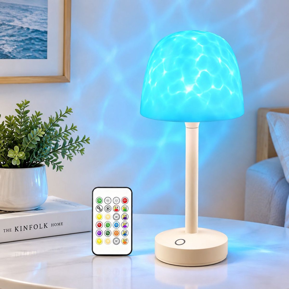 VHV - Douchelamp - Waterbestendige Badkamerlamp - Oceangolf Projector - Beige - 16 Kleuren - Spa‑achtige Sfeerlamp - Oplaadbare - Met Aanraak & Afstandsbediening - Draadloze Lamp - Badkamerverlichting
