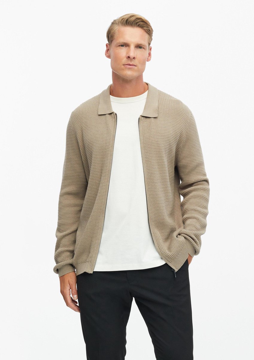 s.Oliver - male - Gebreid vest met wafelstructuur en polokraag