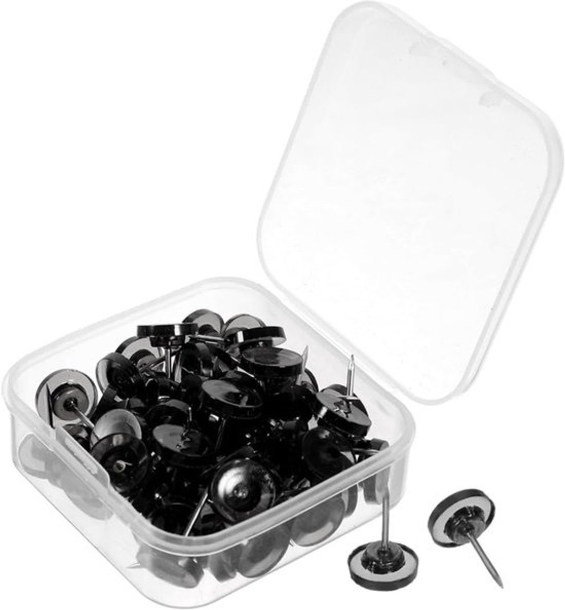 Decoratieve punaises - Tekenspelden - Voor het vastzetten van berichten - Ronde decoratieve kop - 1.5 cm - Zwart