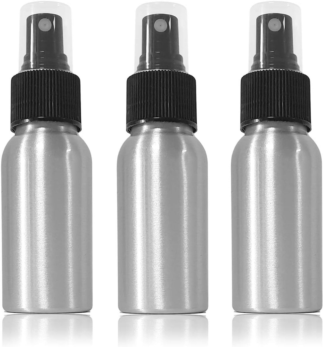 Aluminium sprayfles 50 ml - 3-delige set - navulbaar - ideaal voor onderweg - ShopVlot