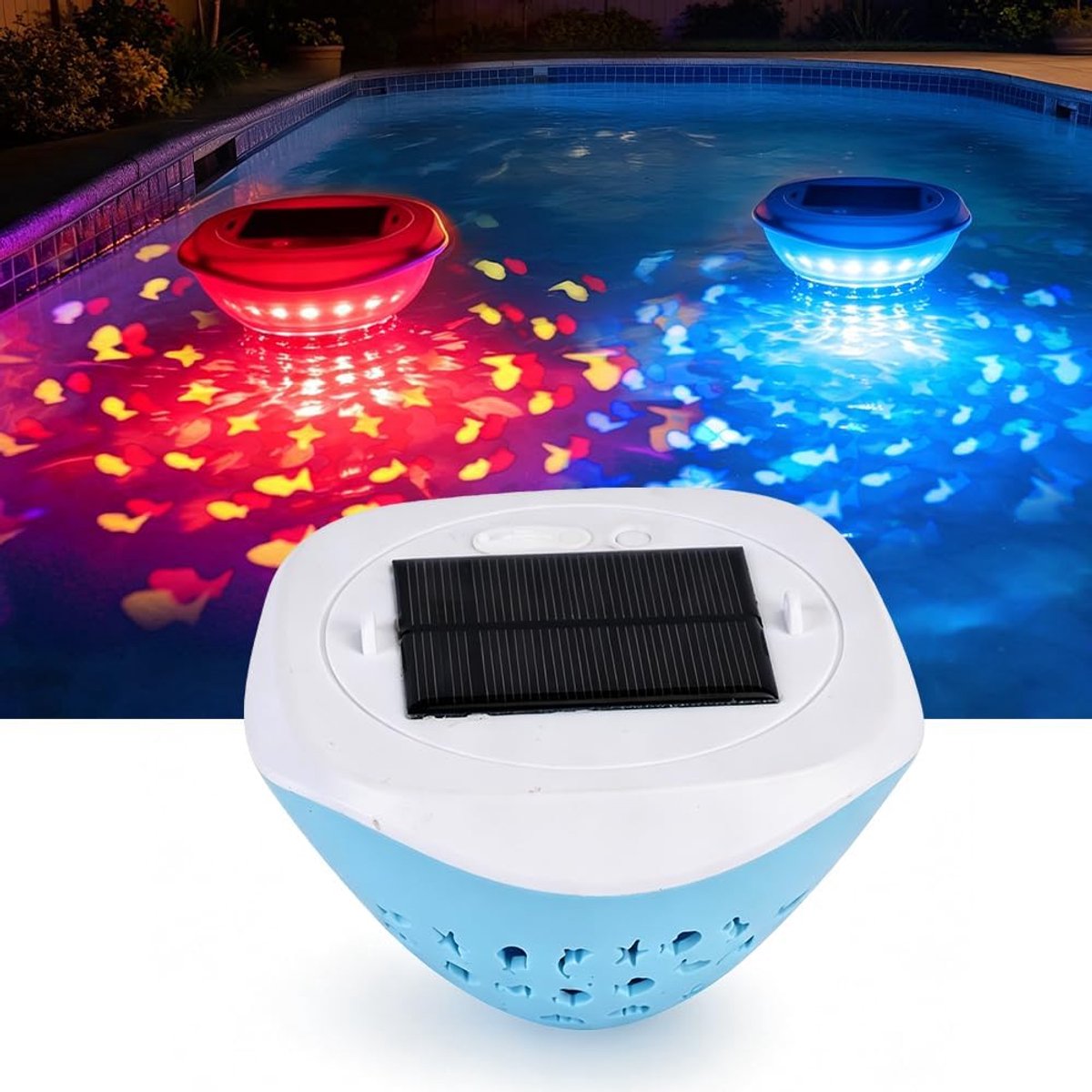 zwembadlamp op zonne-energie - drijvend visdesign - waterdicht - sfeervolle verlichting - ShopVlot
