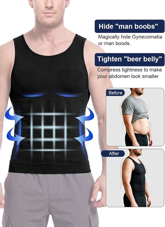 Herbruikbare set van 3 slankmakende thermische compressietanktops voor heren - ideaal voor shapewear en ondersteuning — afbeelding 3