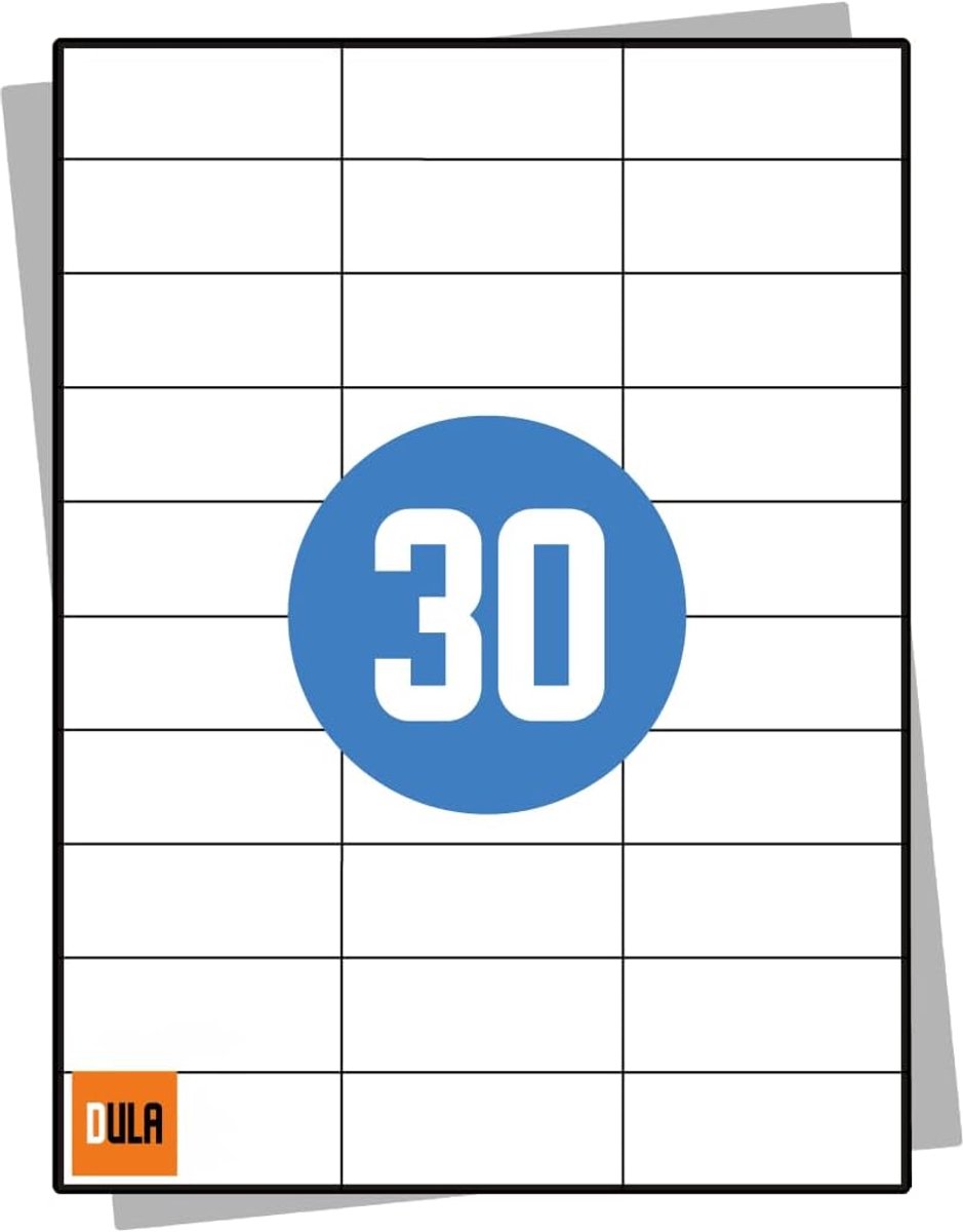 Stickerbladen A4 30 stickers per vel - 70 x 29.7 mm - 100 vellen - ideaal voor organisatie - ShopVlot