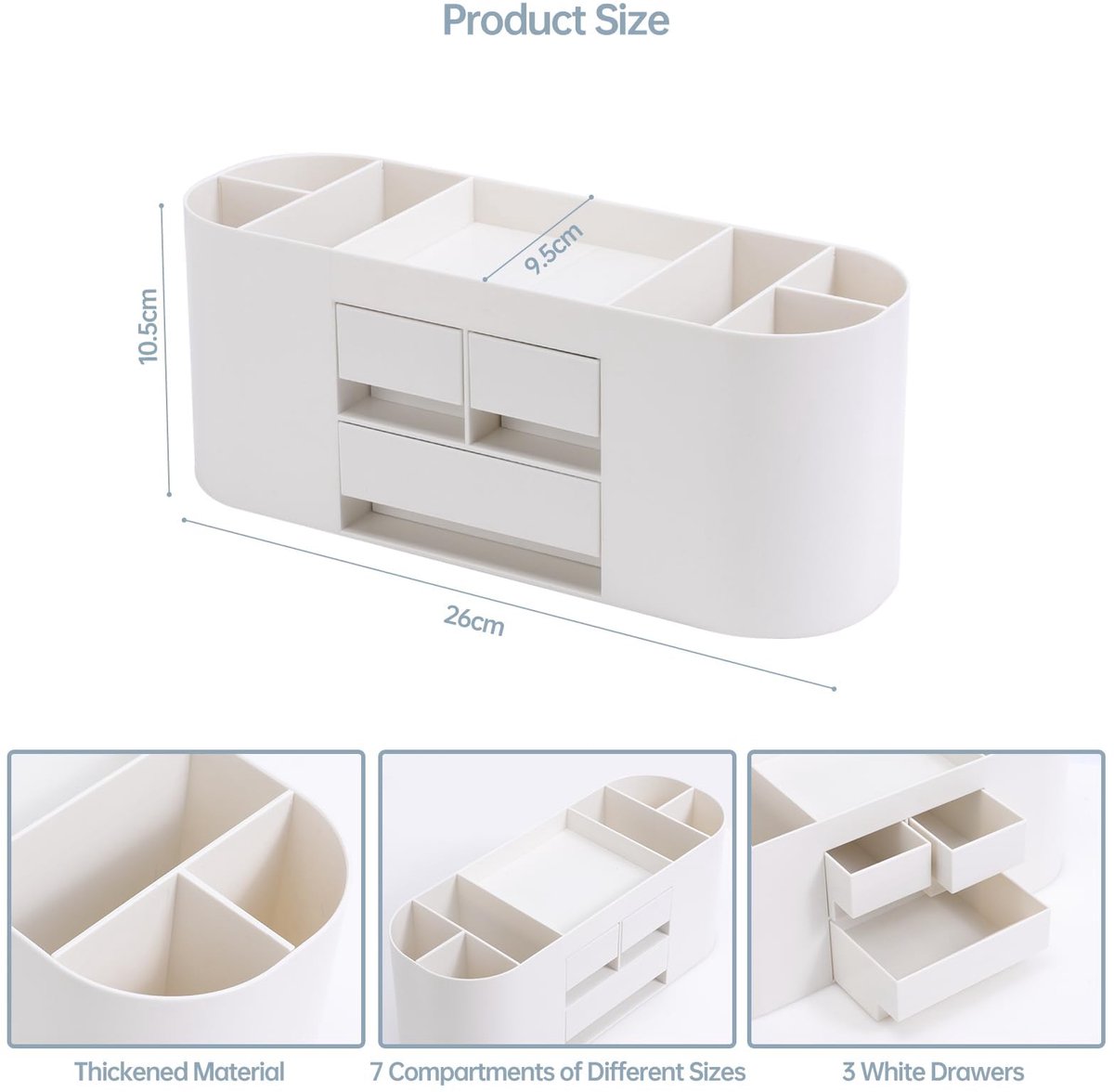 FRETONBA Bureau-Organizer Met 3 Lades, Pennenhouder Bureau Met 7 Vakken, Multifunctionele Pennenhouder - ShopVlot