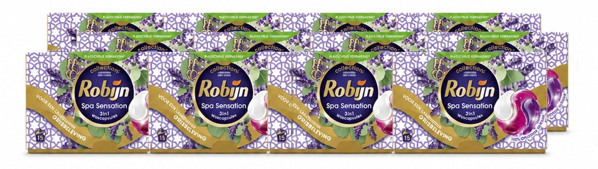12 x Robijn - 3-in-1 Spa Sensation - Wascapsules - 15 Wasbeurten - Voordeelverpakking - 12 stuks