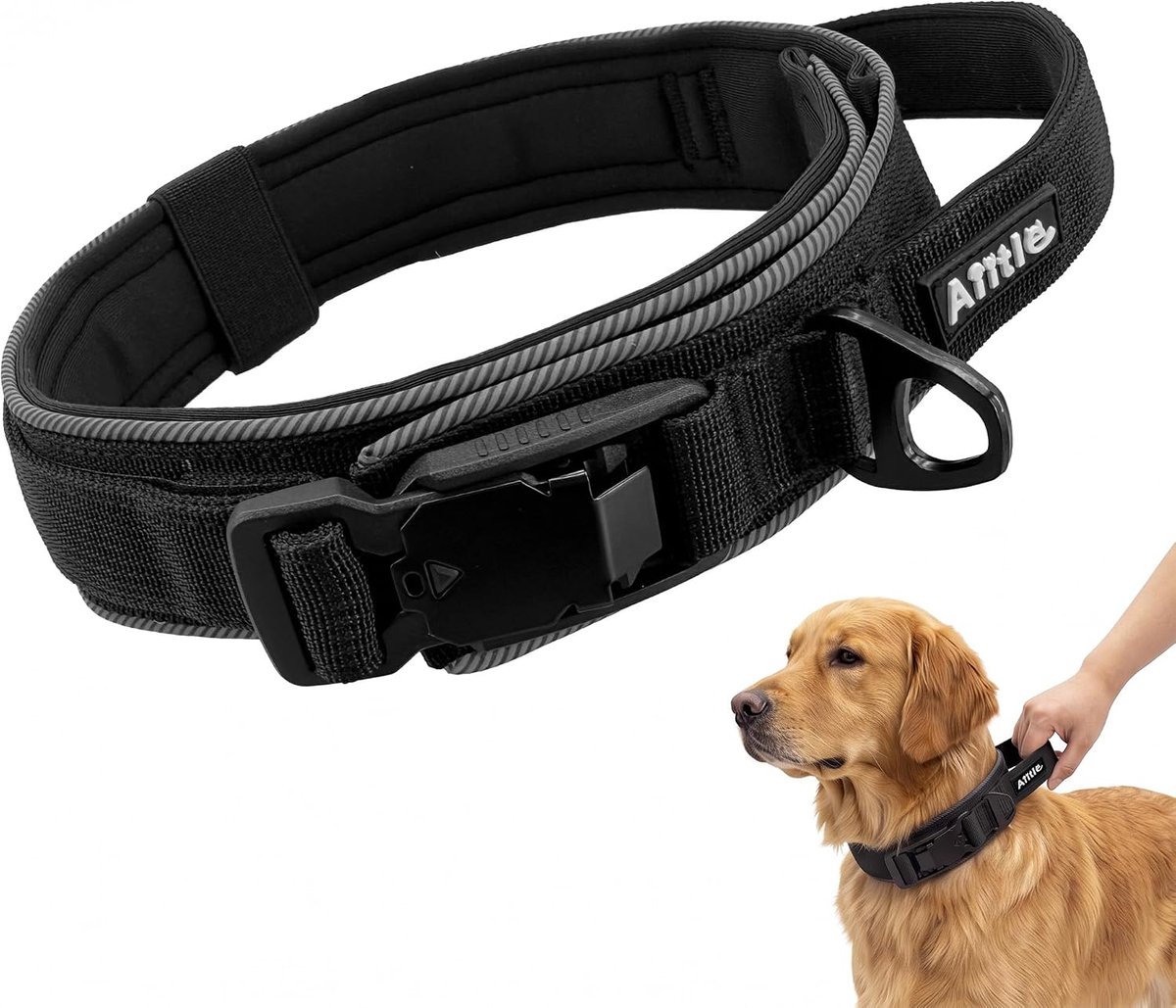 Hondenhalsband M - zwart - magneetsluiting - stressvrij aan- en uittrekken - ShopVlot