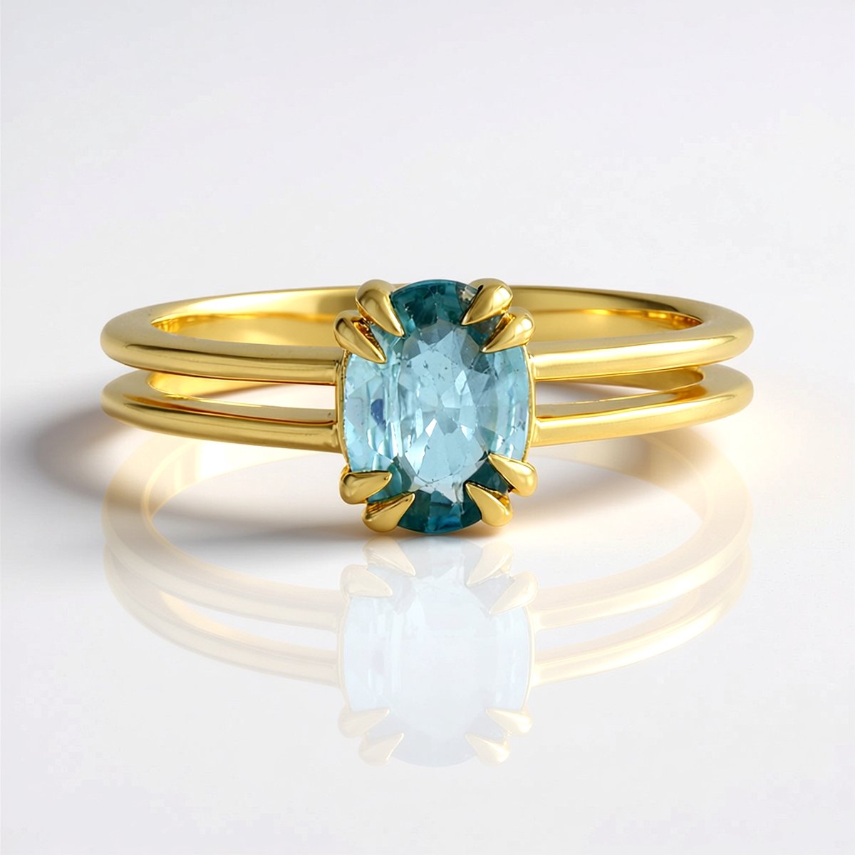 Cavill - Elegante Zilveren Ring 925 Sterling Zilver Verguld - 1,475 ct Ovale Briljantslijpsel Ratanakiri Zirkon Cambodja - Luxe Edelstenen Ring