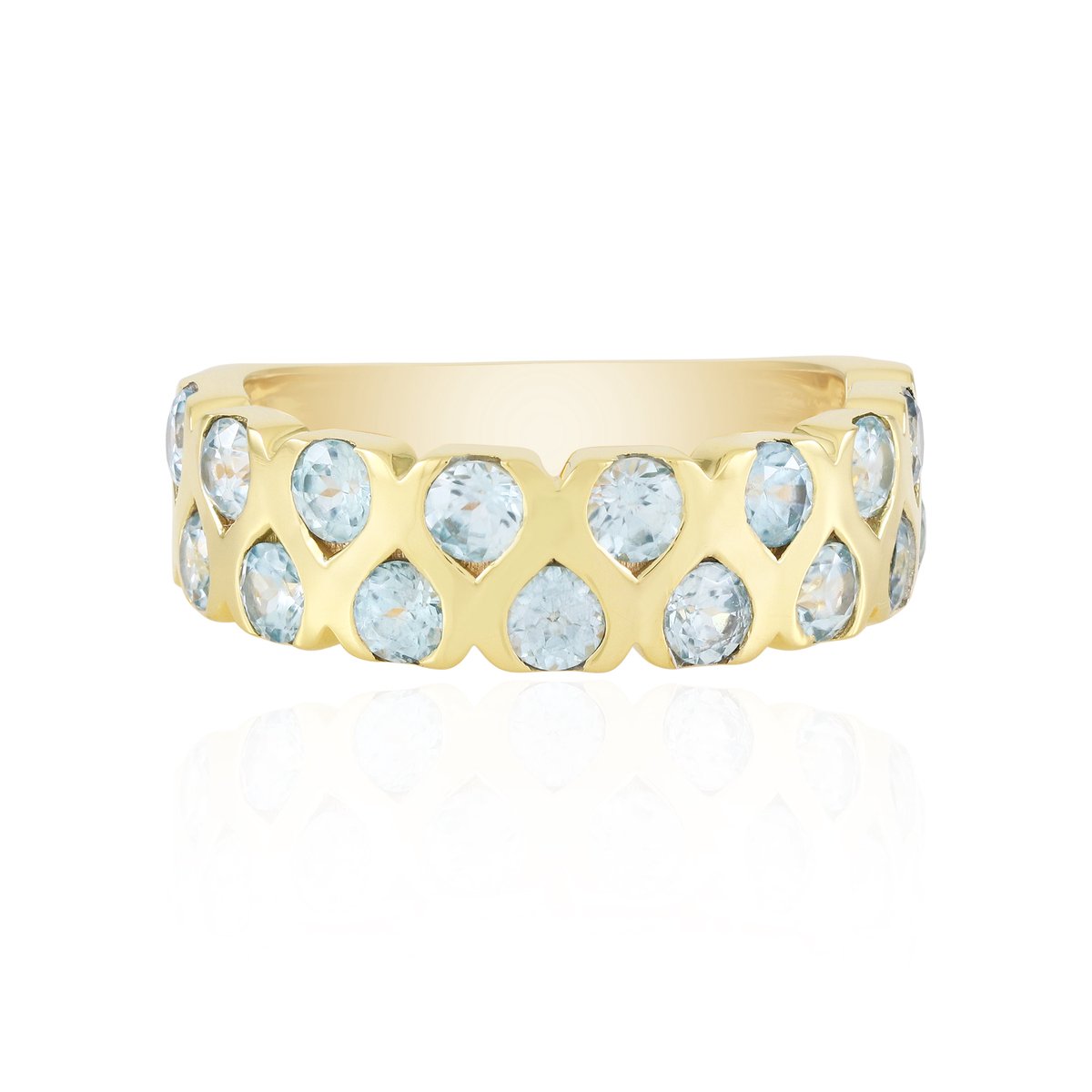 Cavill - Elegante Damesring 925 Sterling Zilver Verguld - 16 Cambodjaanse Ratanakiri Zirkonen - Ronde Briljantslijping - Luxe Sieraad