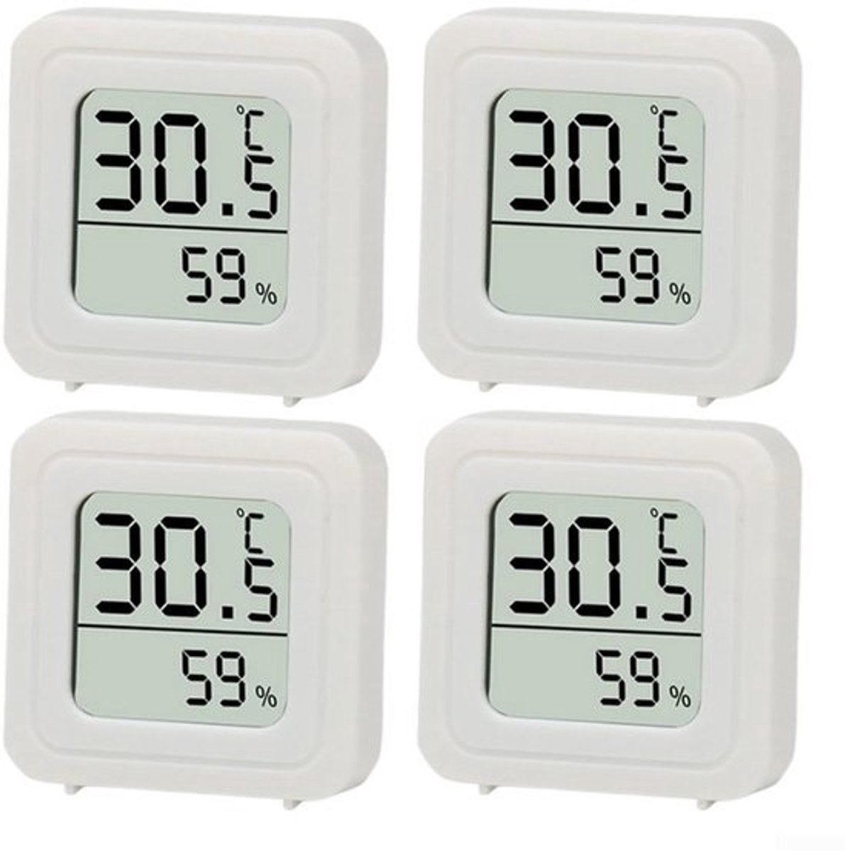 Klimaat Monitor - Temperatuur Vochtigheid Sensor - Binnenklimaat Bewaken - Batterijvrije Werking - Compact Ontwerp - Wit