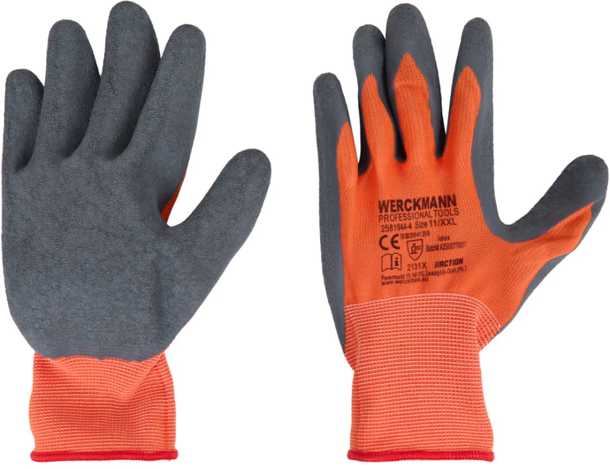 10 paar Werckmann Werkhandschoenen Maat L - Met anti-slip grip