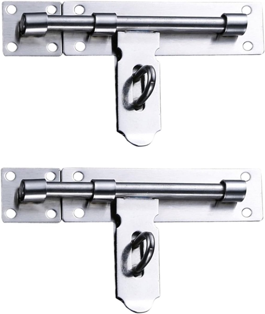 Set van 2 RVS Beveiligingsdeursloten, Deurslot Bout voor Glijdende Deuren, Geschikt voor Binnen- en Buitendeuren zoals Tuinen en Badkamers - 26.7 cm Lang