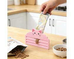 Presse-sachet & Distributeur de nourriture pour chat – Imprimé en 3D – Aide au pressage pour sachets de nourriture et purée de viande – Zéro gaspillage – Gadget pour animaux - Rose