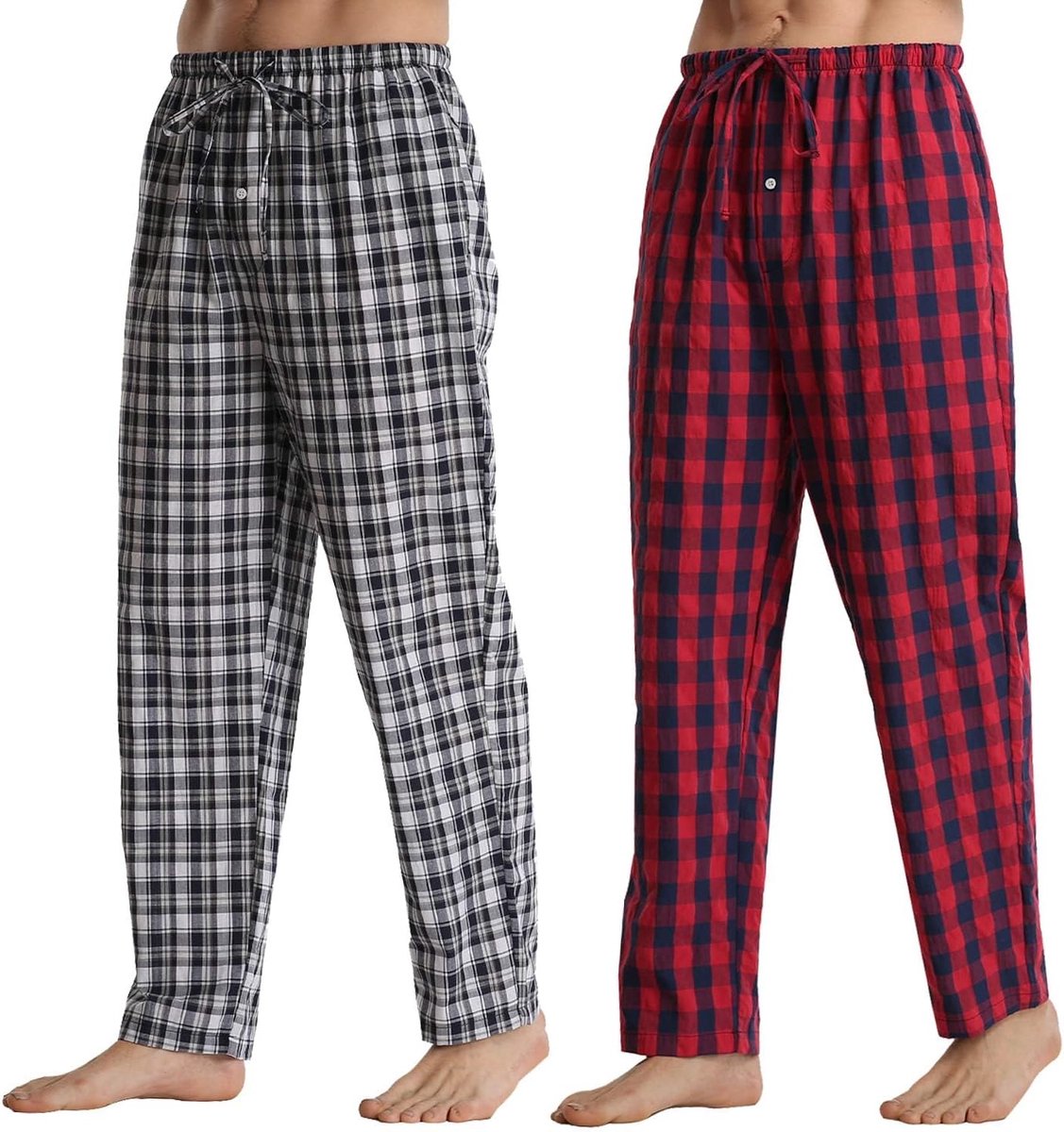 Heren pyjamabroeken XL - Katoenen geruite loungebroeken - Met zakken - Ideaal voor ontspannen nachten - ShopVlot