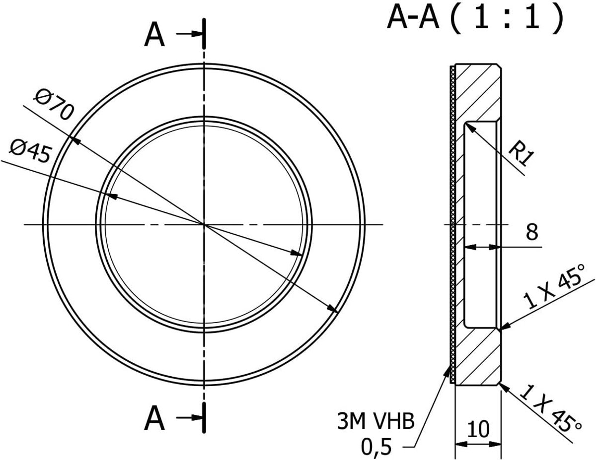 Deurhendel voor schuifdeur 70 mm - zilver geanodiseerd - zelfklevend - ideaal voor glasdeuren - ShopVlot