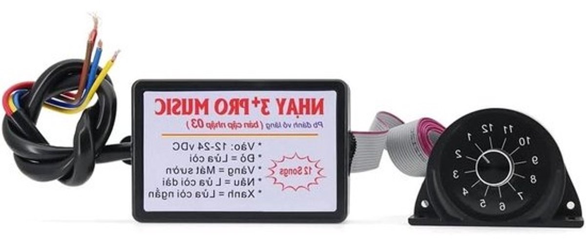 Muziekhoorncontroller - Geluidsmodule - Voor voertuigpersonalisatie - Instelbaar volume - 12 volt - Zwart