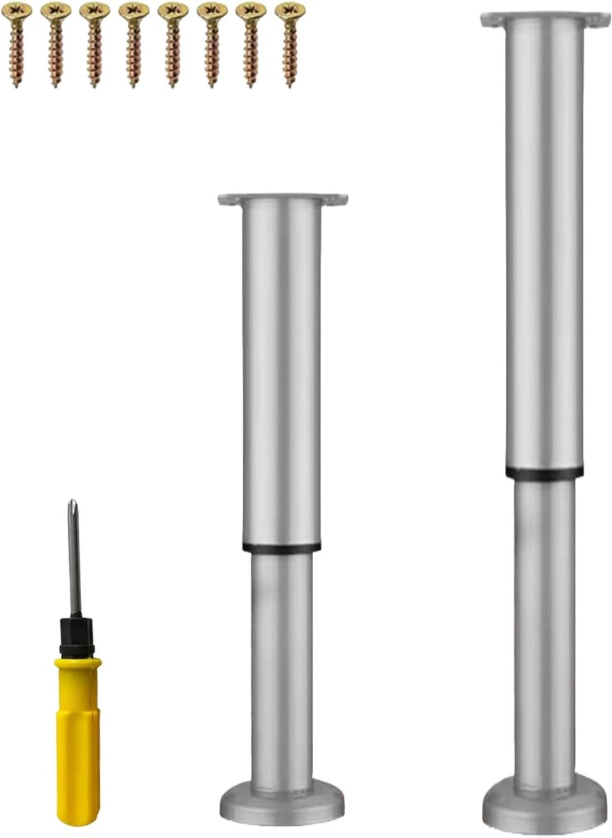 Meubelpoten 40-70 cm - Metalen grijs - Verstelbare hoogte - Ideaal voor zware meubels - ShopVlot