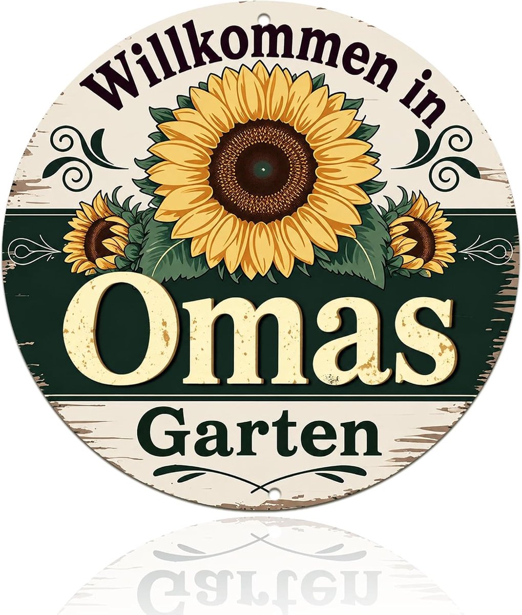 Willkommen in Nanas Garten" metalen bord, 20 x 20 cm, rustieke tuindecoratie voor schuur, tuinpoorten en kleine tuinen, vintage bloemenwanddecoratie (26195)
