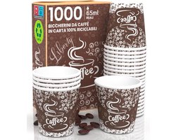 Eurocali Coffee Liberty Coffee Cups Made of Paper 65 ml Recyclable Disposable Cups Small for Hot Drinks, Pack of 1000 - ShopVlot