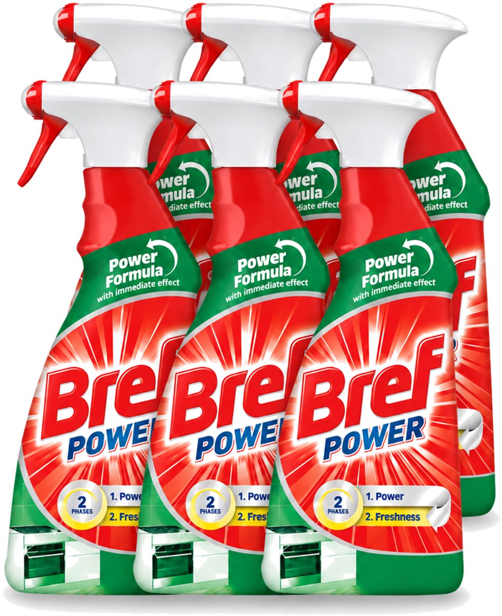 6 x Bref Power - Keukenreiniger - Spray - Ontvetter - 750 ml - Voordeelverpakking - 6 stuks