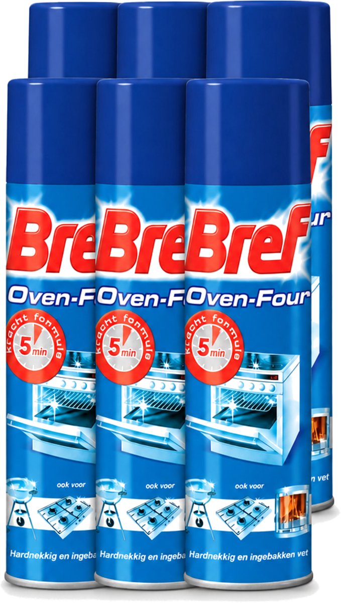 6 x Bref - Oven Spray - Tegen Hardnekkig en Ingebakken Vet - 450 ml - Voordeelverpakking - 6 stuks
