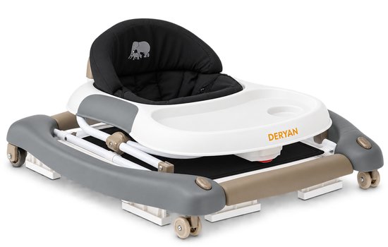 Deryan Luxe 4-in-1 Loopstoel - Schommelfunctie -Inclusief speelset en dienblad - inklapbaar - Bruin van Deryan — afbeelding 4
