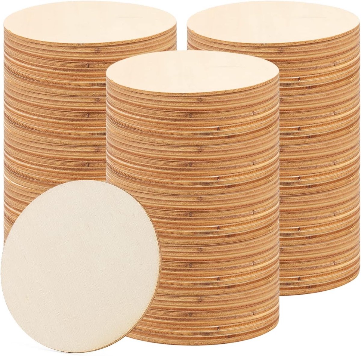 150 Stuks Houten Circles van 10 cm, 2.5 mm Dikke Onbewerkte Ronde Schijfjes voor Creatief Knutselen, Schilderen en DIY Projecten