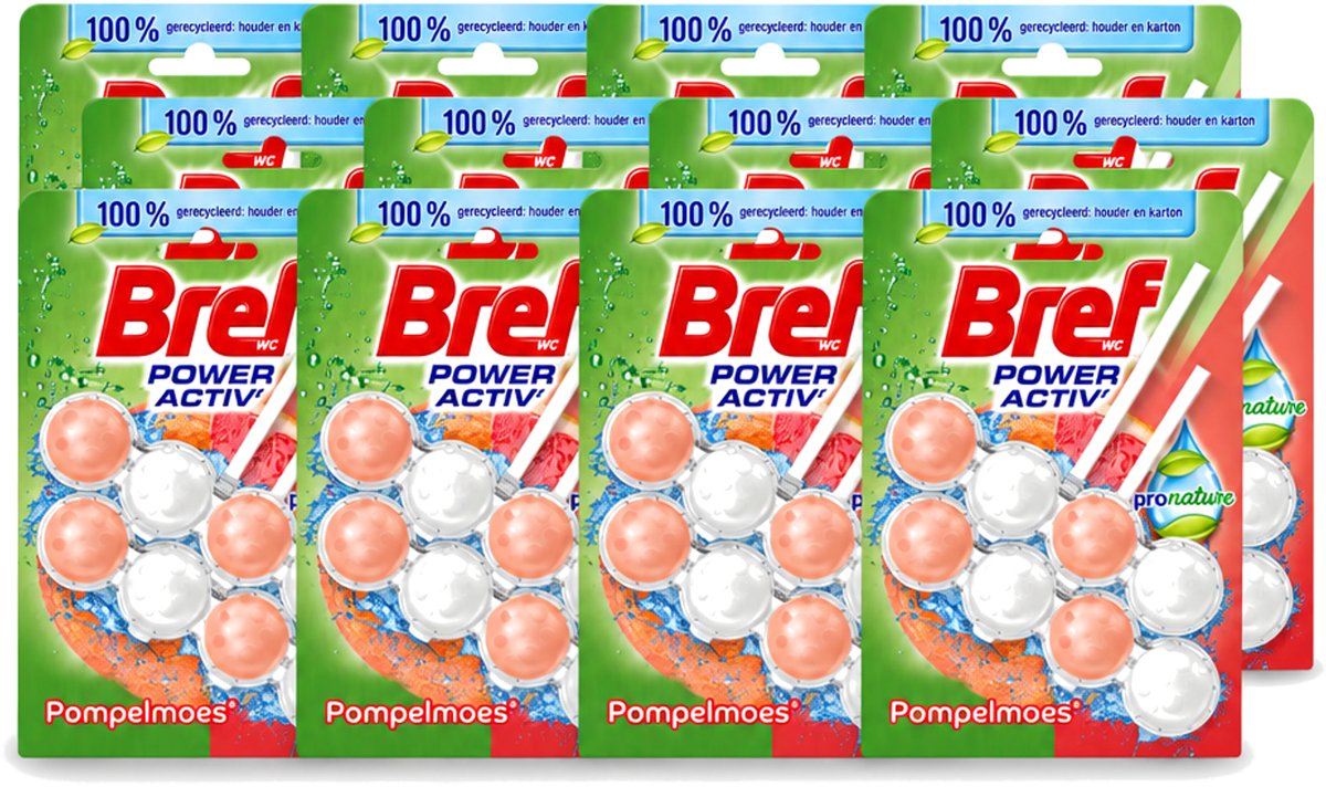 12 x Bref – Toiletblok – Pronature Pompelmoes – Duo Pack - Voordeelverpakking - 12 stuks