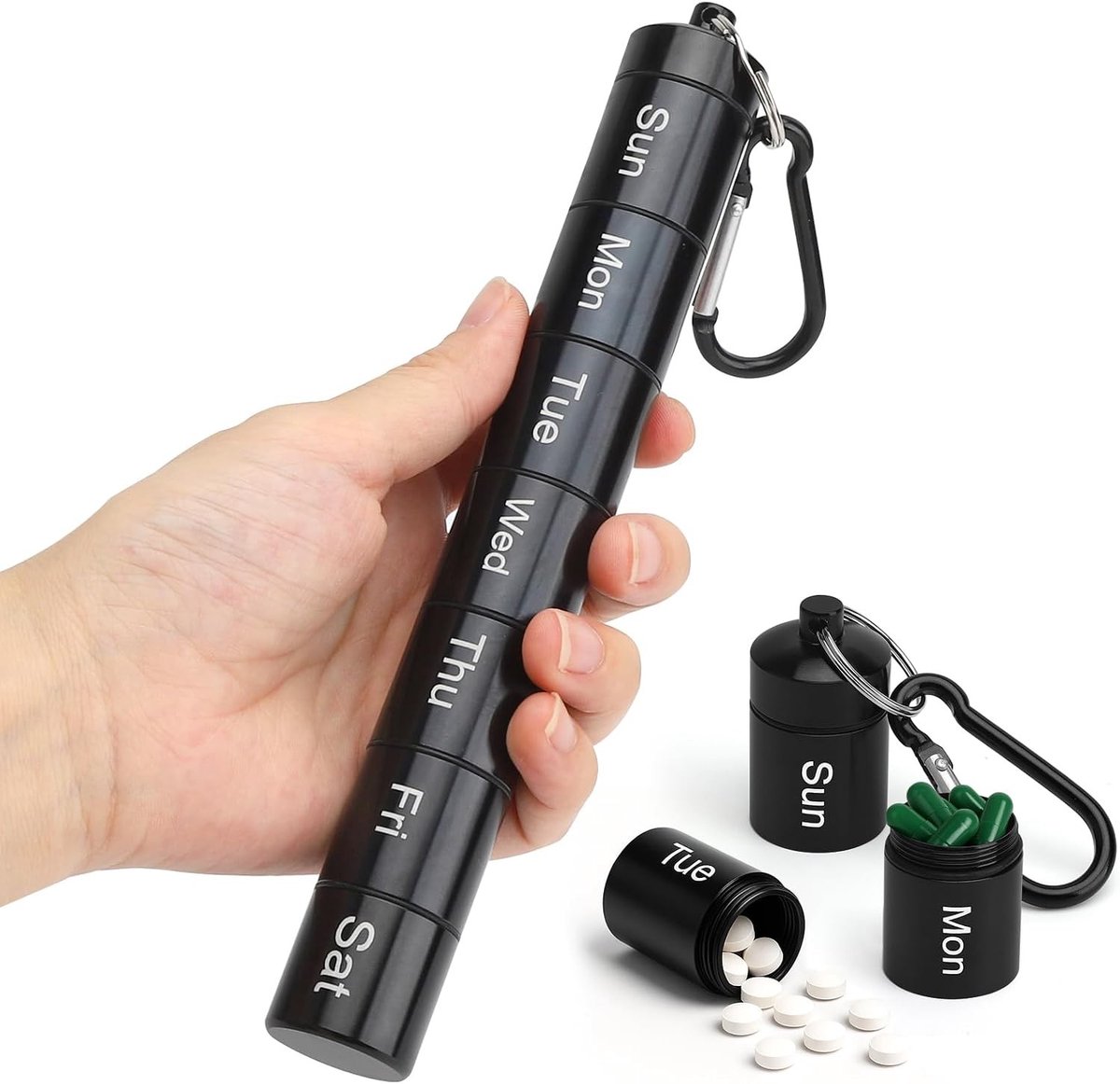 Compacte 7-Dagen Pillendoos van Aluminium - Waterdichte en Robuuste Reisorganizer met 7 Verwijderbare Compartimenten voor Camping, Hiken en Dagelijks Gebruik