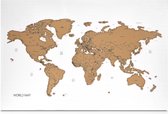 ARVA© Magneetbord Wereldkaart wit/bruin | magnetisch en schrijfbaar | whiteboard 60x40cm wereld map wandmontage | planner foto | + magneten + marker + markeerstift houder