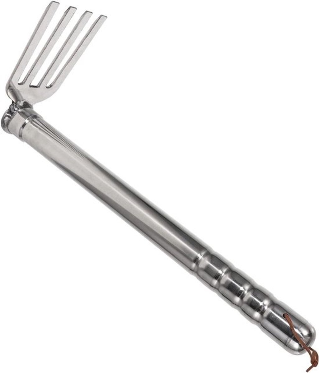 Tuinschoffel - Bodemverluchter - Voor onkruid verwijderen - Roestvrij staal - 38.5 cm - Zilver