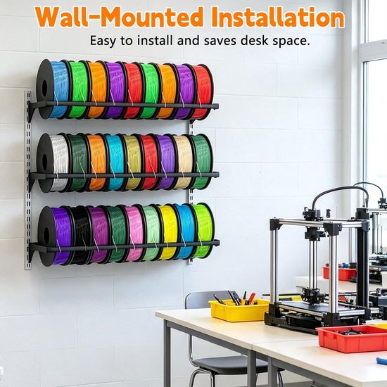 Opslagrek voor 3D Printer Filament - 3-laags Spoelhouder voor Filamentrollen, Organisatie en Efficiëntie — afbeelding 3