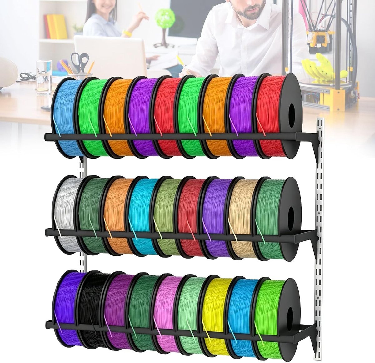 Opslagrek voor 3D Printer Filament - 3-laags Spoelhouder voor Filamentrollen, Organisatie en Efficiëntie