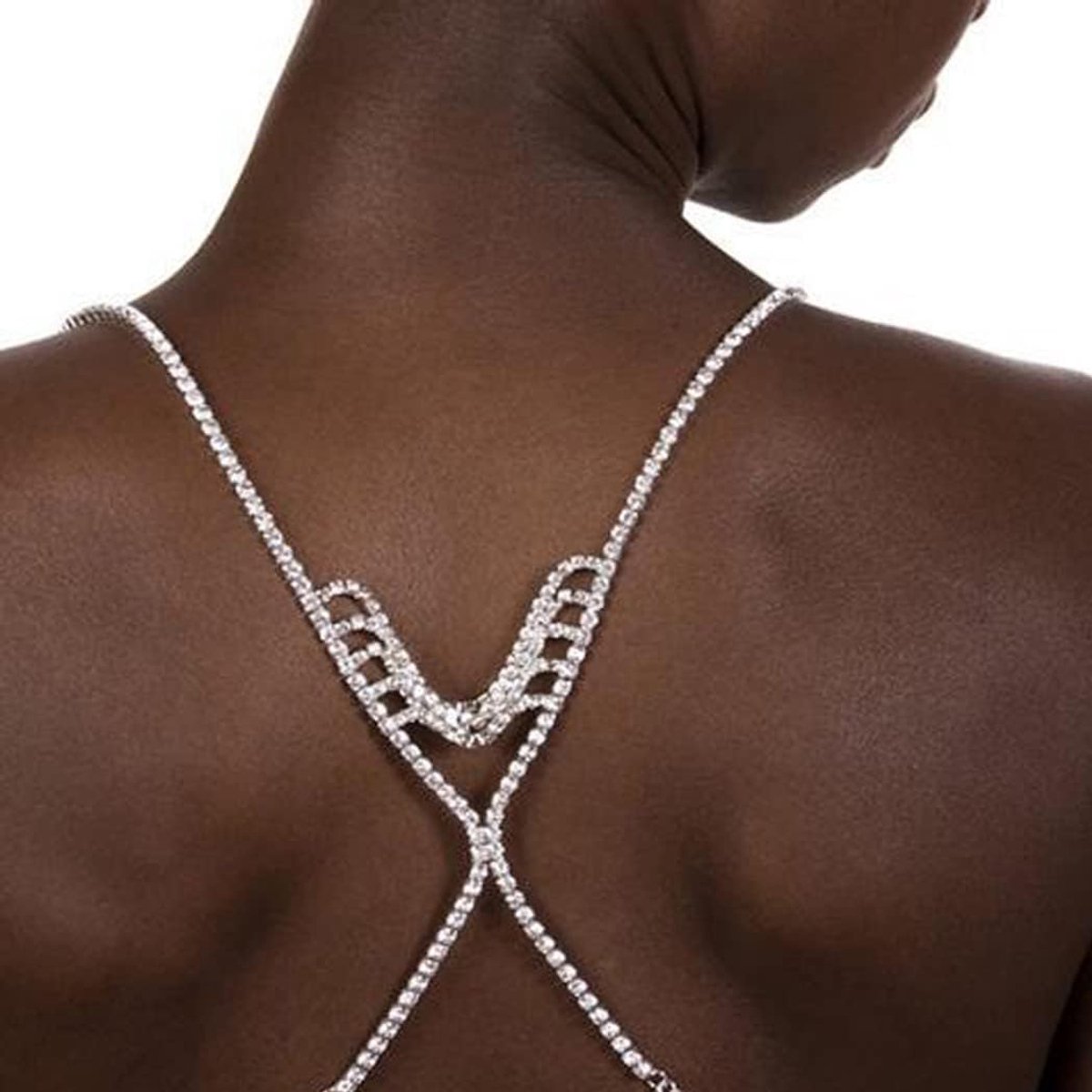 IYOU Shiny Rhinestone Bra Straps Silver Bra Straps Holder Crystal Shoulder Straps Non-Slip Nightclub Body Accessories - ShopVlot