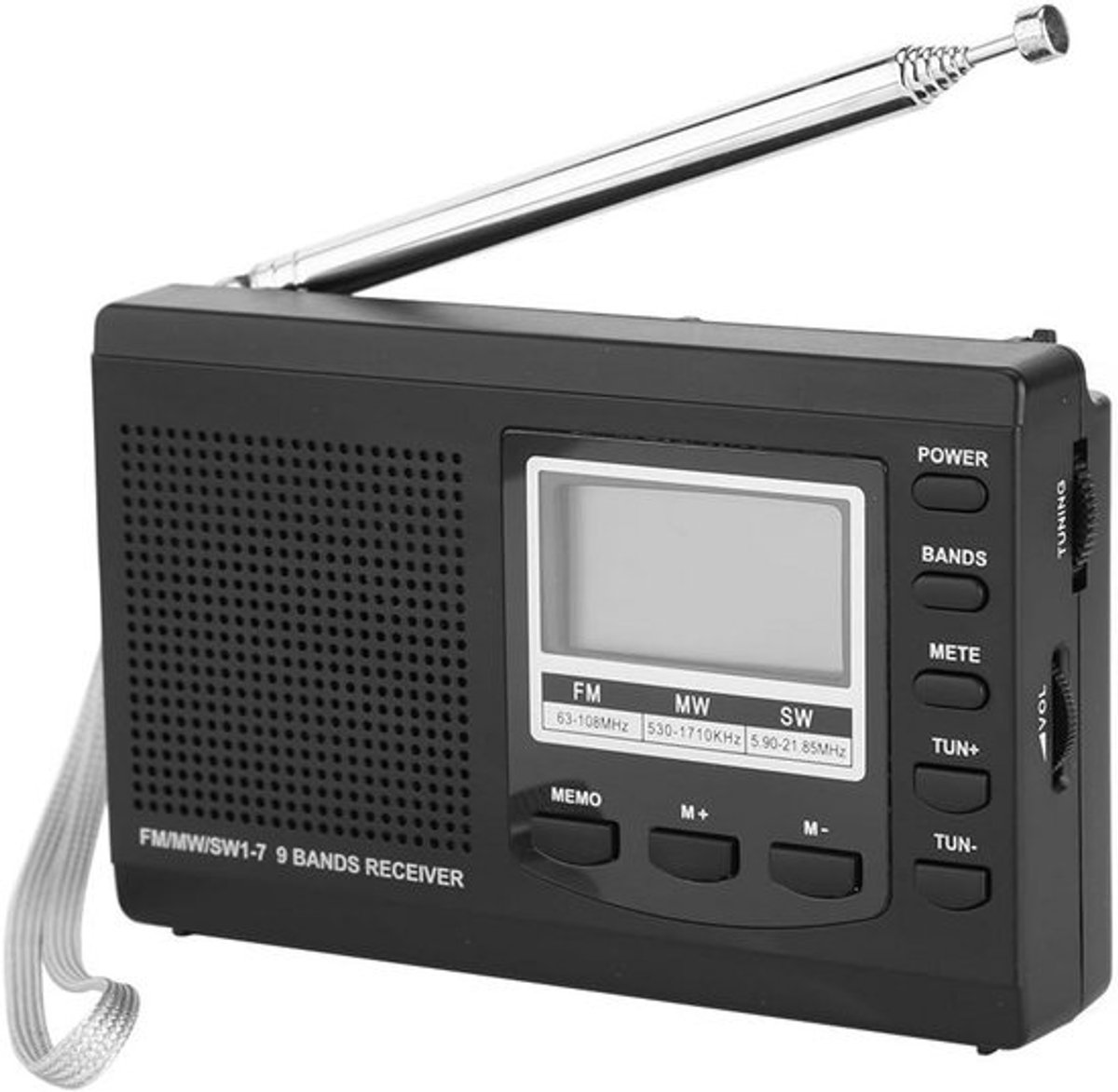 Mini FM-radio - Draagbare radio - Muziek luisteren - Digitale ontvangst - Pocketformaat - Zwart