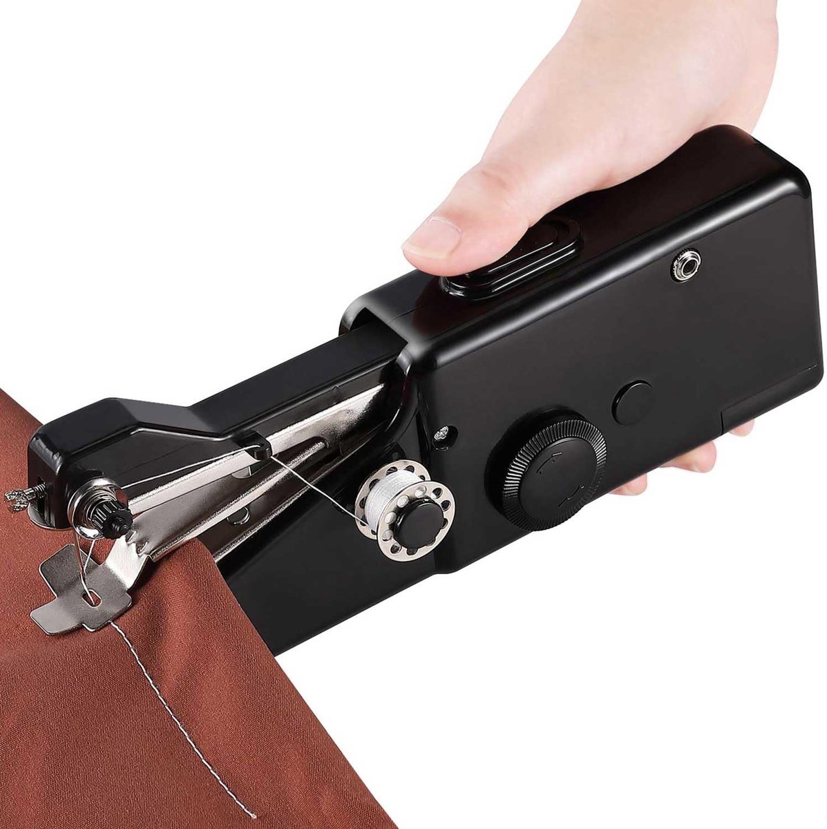 VONKELIOS®Handnaaimachine, mini draagbare elektrische naaimachine geschikt voor beginners, complete set voor volwassenen en kinderen (zwart)