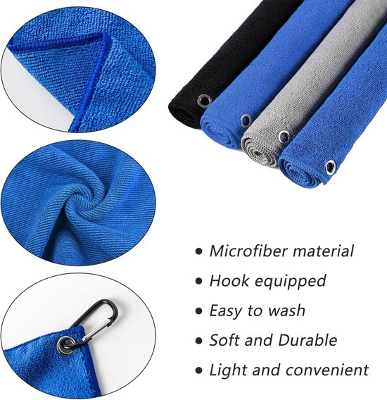 Multifunctionele golfhanddoeken-set - Golfaccessoires - Absorberend - Met karabijnhaak - Reiniging - Voor golftassen - Golfbaan - Sport - Yoga - Outdoor - 3 stuks - Microvezelhanddoeken - Verzorging — afbeelding 4