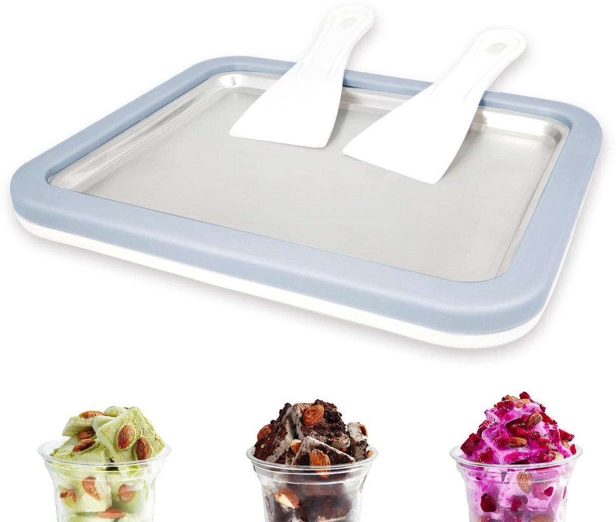 Ijsmachine opgerold - lichtblauw - met 2 spatels - maak zelf heerlijke gelato - ShopVlot