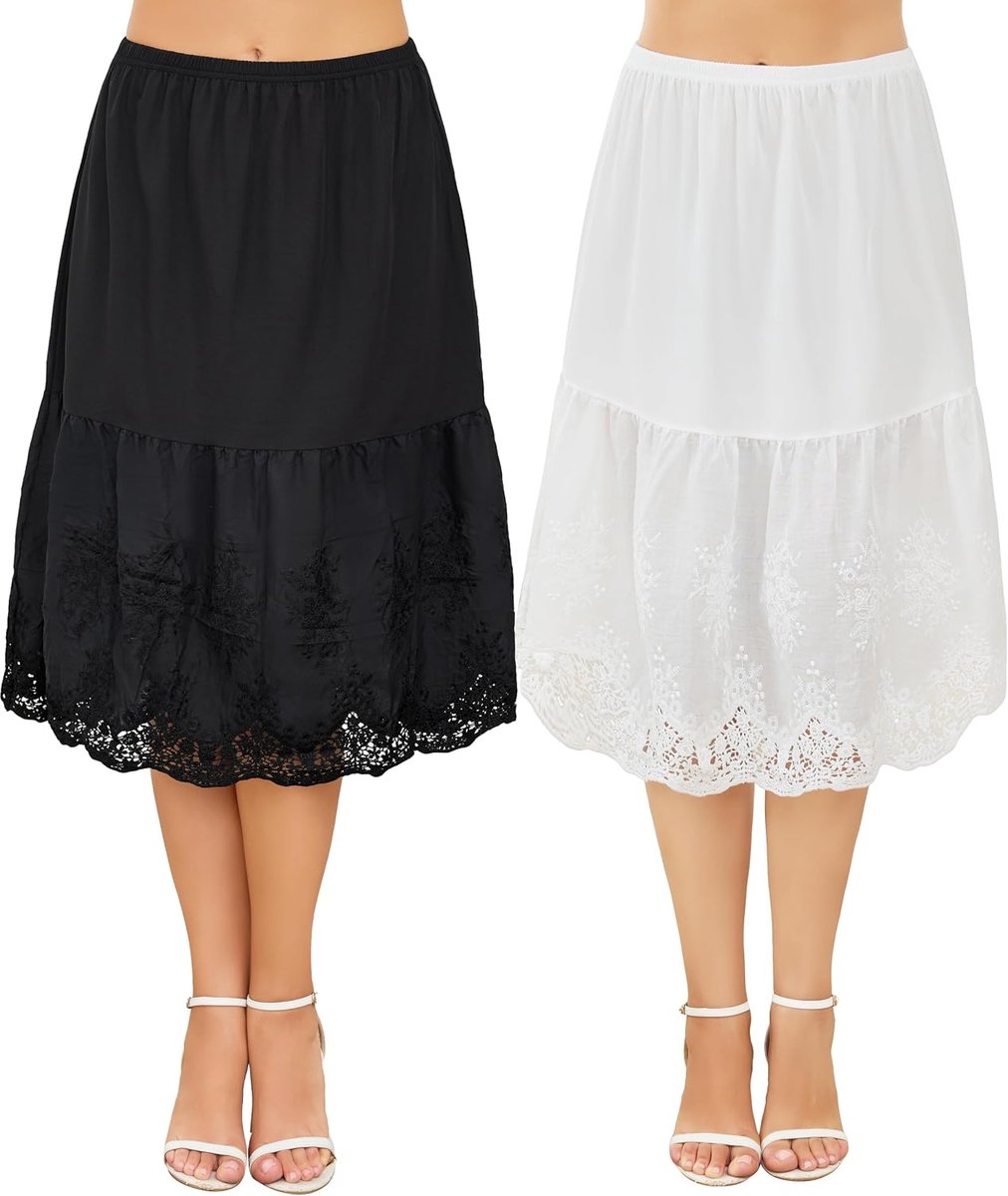 Sopesil Women's Underskirt Underskirt Underskirt Cotton Underskirt Petticoat A-line Elastic Waist Midi Underskirt with - ShopVlot
