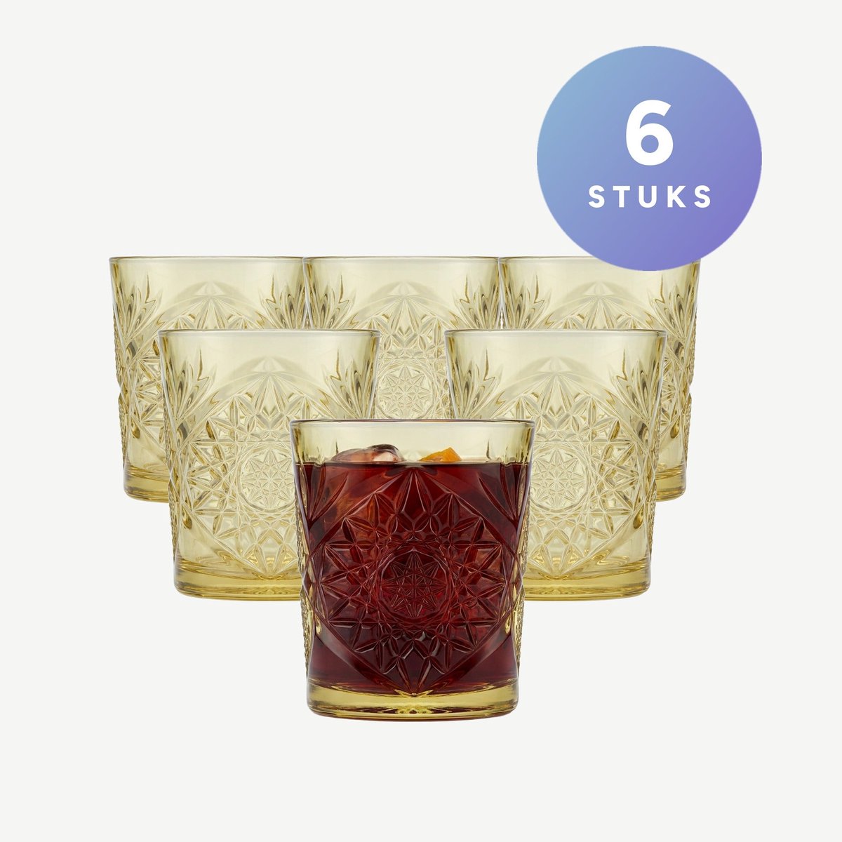 Onis Icon Tumblers 35 cl / 350 ml Geel | Set van 6 Stuks | Drinkglazen voor Water, Sap en Frisdrank | Glas | Voor Thuis en Horeca