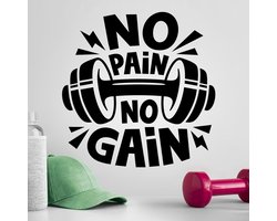 No Pain No Gain Wall Sticker - Motivational Gym Quote Decal with Dumbbell Design for Home or Gym, Bold Black - ShopVlot